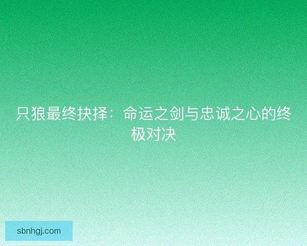 只狼最终抉择：命运之剑与忠诚之心的终极对决