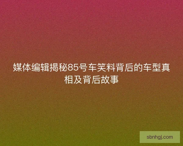 媒体编辑揭秘85号车笑料背后的车型真相及背后故事